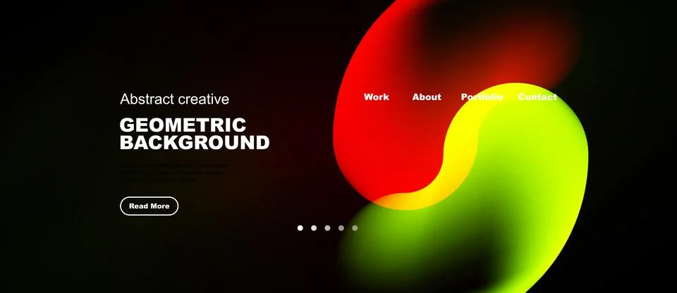 Abstract design features vibrant red, green hues. Minimalist text elements Illustrazione stock