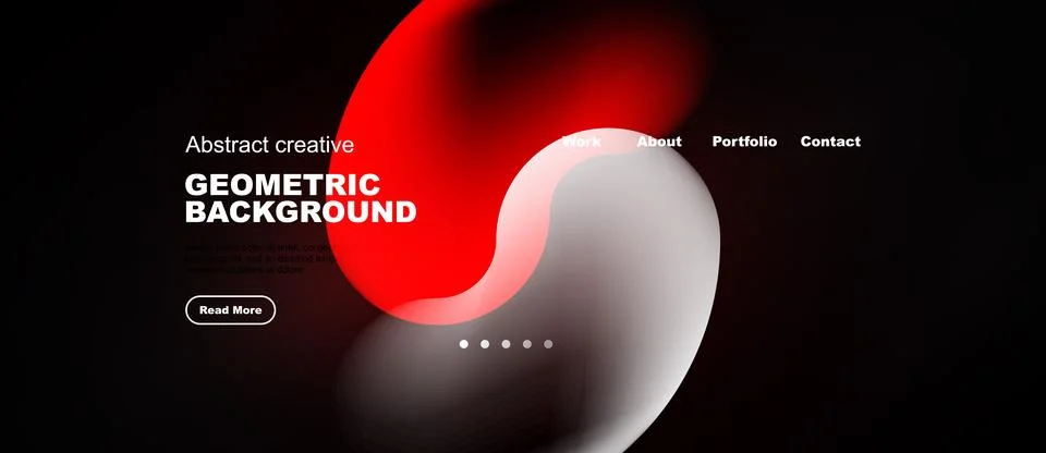 Abstract design features vibrant red, white shapes over dark background. Text Ilustração Stock