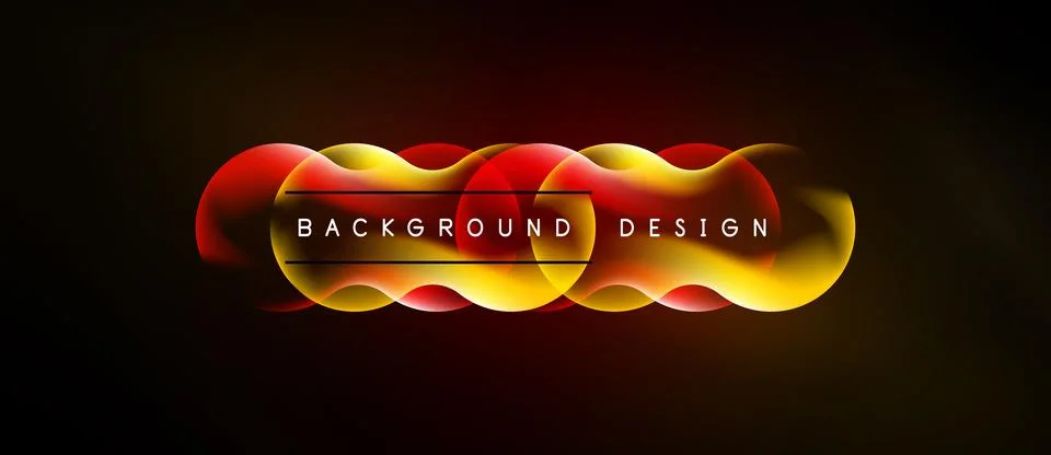 Abstract design features vibrant red, yellow waves over black background. Tex イラスト素材