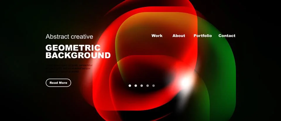 Abstract design features vibrant red, green hues. Geometric shapes blend with Illustrazione stock