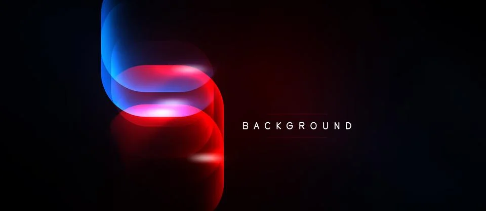 Abstract design features vibrant red, blue layers. Dark background enhances Ilustración de archivo