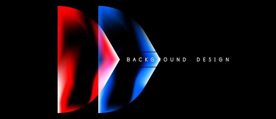 Abstract design features vibrant red, blue gradients. Dynamic shapes overlap Stock Illustration