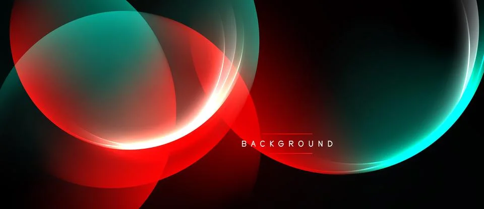 Abstract design features vibrant red, teal curves. Dark background enhances Stock Illustration
