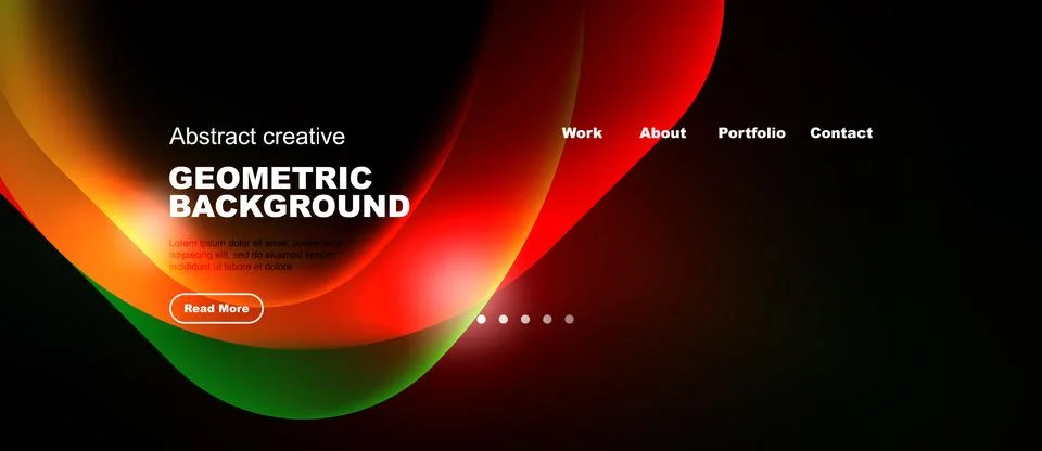 Abstract design features vibrant red, orange, green gradients. Dark backgroun Illustrazione stock