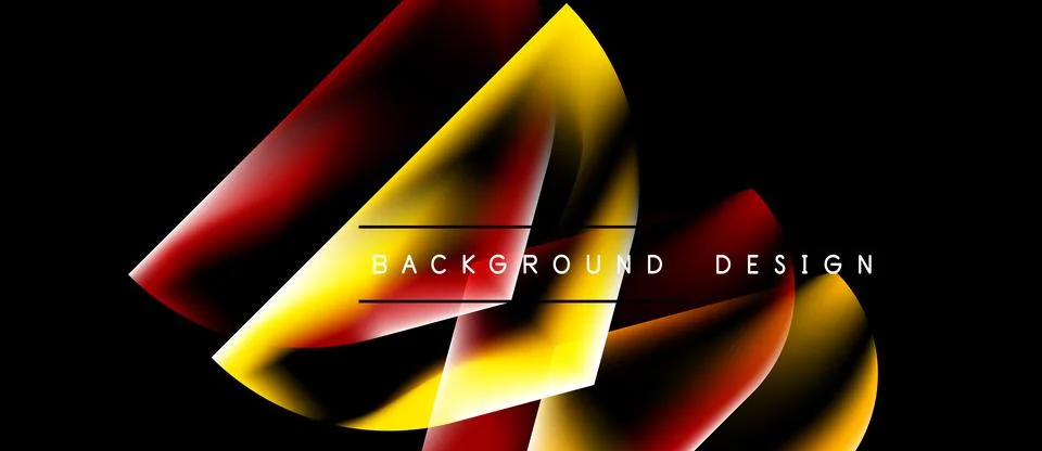 Abstract design features vibrant red, yellow curves forming number four. Stock Illustration