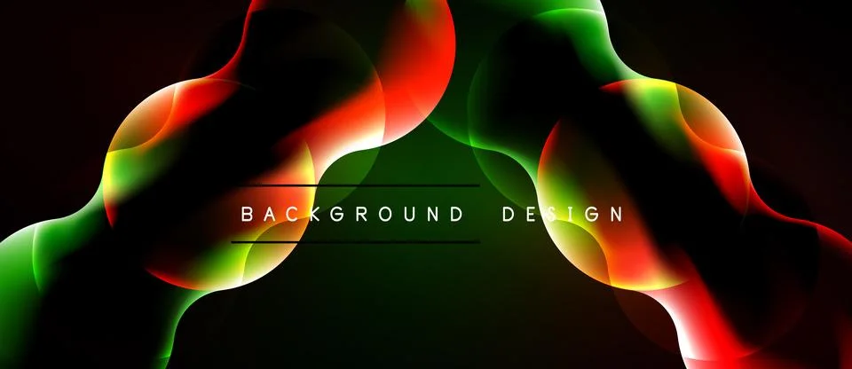 Abstract design features vibrant red, green gradients. Smooth shapes overlap Stock Illustration