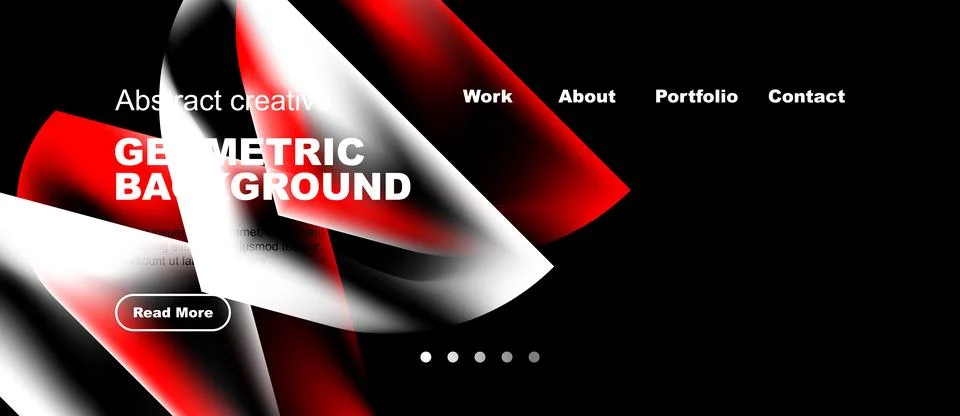 Abstract design features vibrant red, white shapes over black background. Tex Stock Illustration