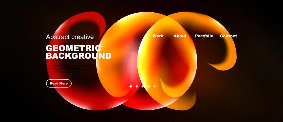 Abstract design features vibrant red, orange shapes. Dark background highligh Stock Illustration