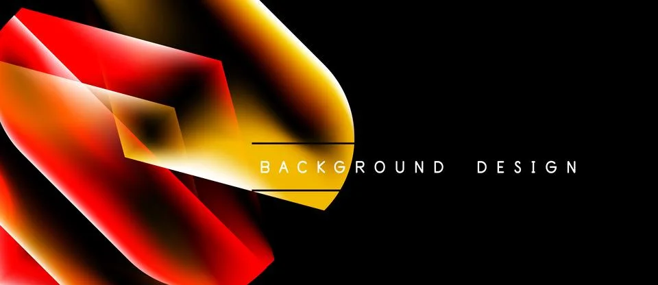 Abstract design features vibrant red, gold gradients. Dynamic shape contrasts Stock Illustration