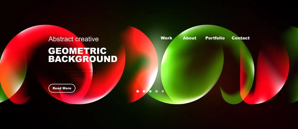 Abstract design features vibrant red, green gradients. Website header include イラスト素材