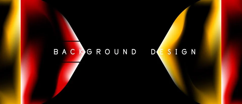 Abstract design features vibrant red, gold curves against black backdrop. Tex Stock Illustration