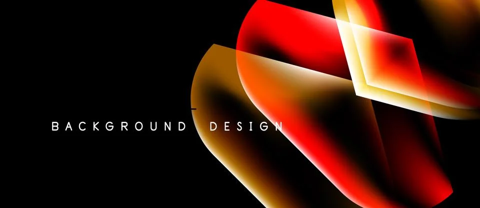 Abstract design features vibrant red, yellow gradients. Black background Stock Illustration