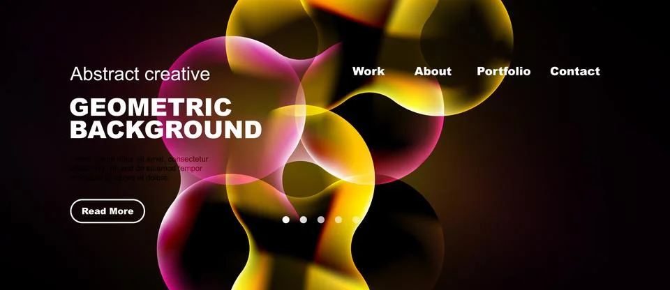 Abstract design features vibrant shapes, gradients. Dark background highlight Illustrazione stock