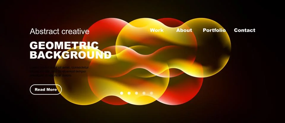 Abstract design features vibrant shapes, text overlays, navigation menu. Mode 스톡 일러스트
