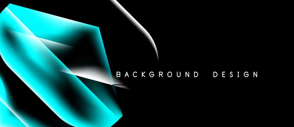 Abstract design features vibrant turquoise layers over dark background. Stock Illustration