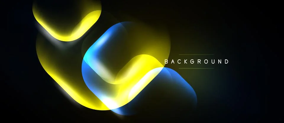 Abstract design features vibrant yellow, blue glows over dark backdrop. Moder 스톡 일러스트