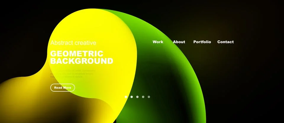 Abstract design features vibrant yellow, green gradients. Website header イラスト素材
