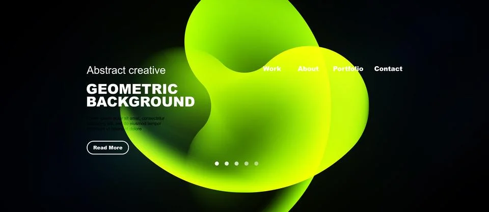 Abstract design features vibrant yellow shapes over dark background. Website Ilustração Stock