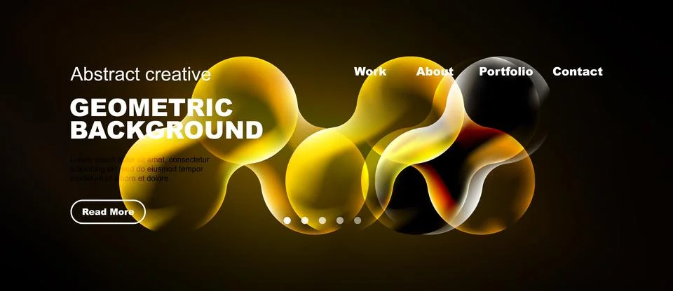 Abstract design features vibrant yellow, orange shapes over dark background. Stockillustratie