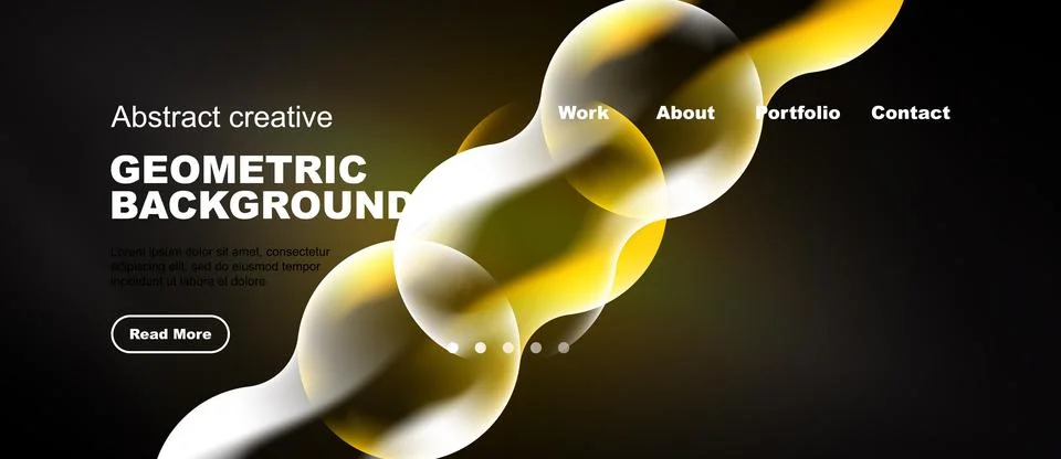 Abstract design features vibrant yellow, white shapes over dark background... Stock Illustration