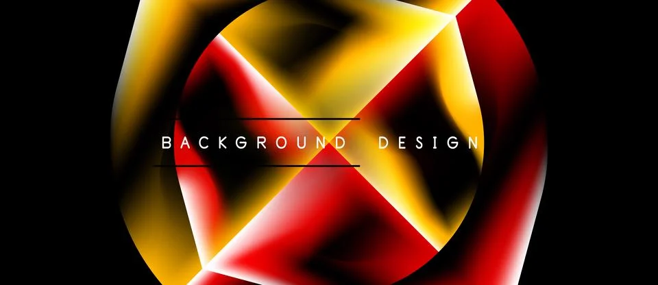 Abstract design features vibrant yellow, red gradients. Flowing shapes create Stock Illustration