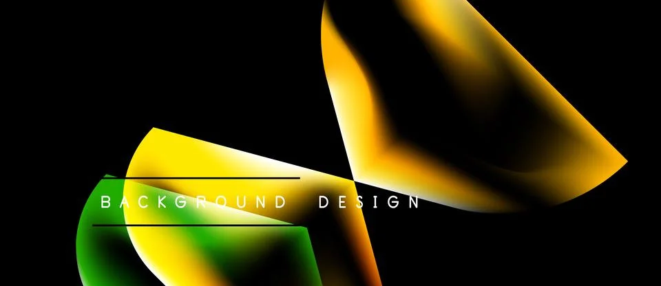 Abstract design features vibrant yellow, green hues. Smooth curves create Stock Illustration
