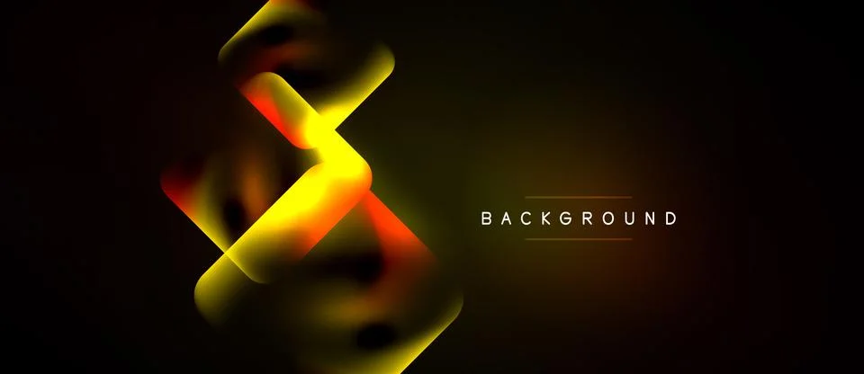 Abstract design features vibrant yellow, orange curves against dark backgroun Illustrazione stock