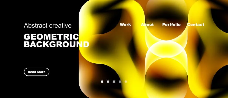 Abstract design features vibrant yellow shapes over black background. Navig.. Stock Illustration