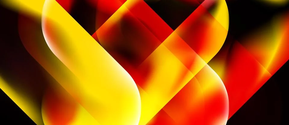 Abstract design features vibrant yellow, orange, red shapes. Dynamic compos.. Stock Illustration