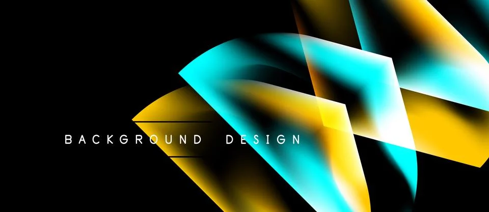Abstract design features vibrant yellow, turquoise gradients. Modern shapes Stock-Illustration