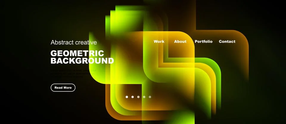 Abstract design features vibrant yellow shapes over dark background. Text Stock Illustration