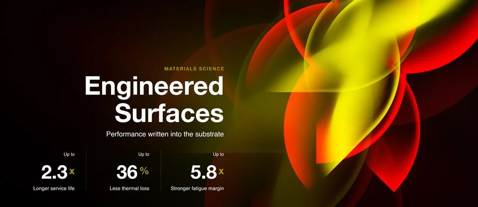 Abstract design features vibrant yellow, orange hues. Text highlights engin.. Stock Illustration