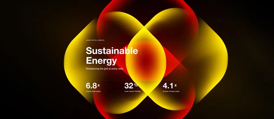 Abstract design features vibrant yellow, red gradients. Text highlights Stock Illustration