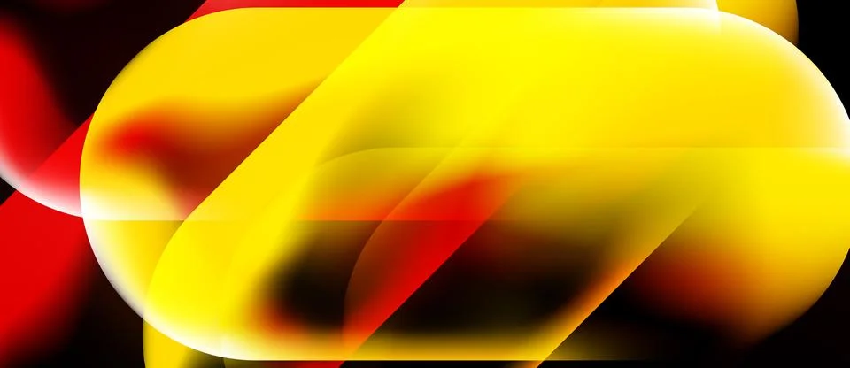 Abstract design features vibrant yellow, red hues. Smooth shapes overlap Stock-Illustration