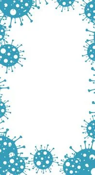 Abstract design featuring blue microbial shapes bordering a white backgroun.. イラスト素材