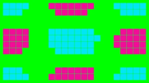 Abstract design featuring colorful geometric grid blocks on green background Stock Footage 340264901