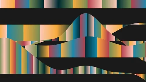 An abstract design featuring colorful wave patterns on a black background.  Stock Footage 279136623