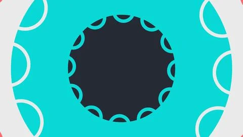 Abstract design featuring a dark central circle surrounded by a turquoise rin Иллюстрация