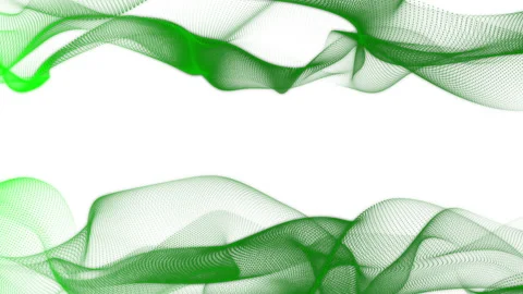 Abstract design featuring dynamic green mesh waves gracefully flowing across a 動画素材 281789153