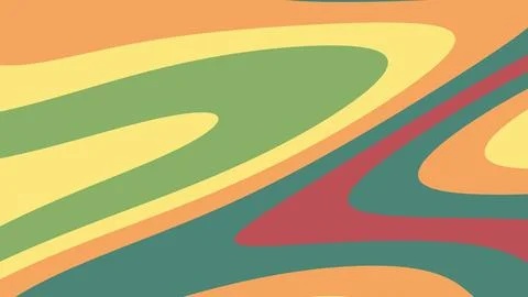 Abstract design featuring flowing curved bands in orange, yellow, green, teal Illustrazione stock