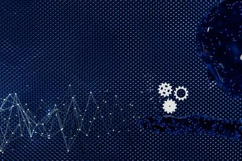 Abstract design featuring gears and a digital pattern Illustrazione stock