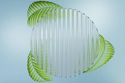 Abstract design featuring green leaves and a circular pattern 스톡 일러스트