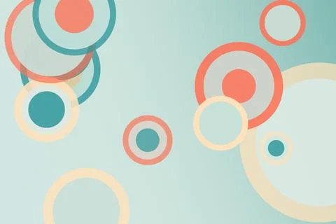 Abstract design featuring layered pastel circular rings in coral and teal o.. Stock Illustration
