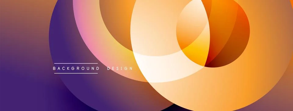 Abstract design featuring overlapping circles. Warm color palette, gradients Stock Illustration