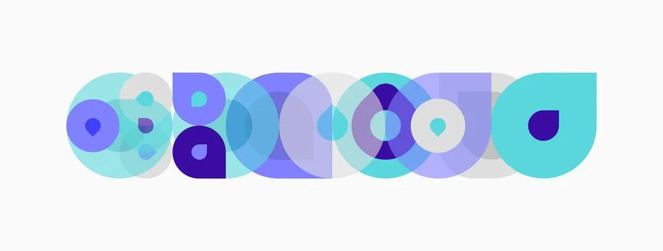 Abstract design featuring overlapping circles, purple hues dominate composi.. Stock Illustration
