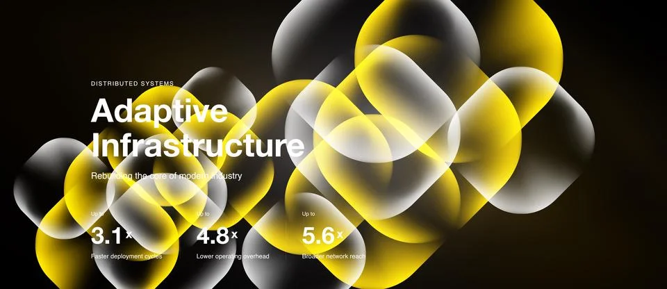 Abstract design featuring overlapping circles, yellow highlights, dark Stock Illustration