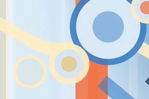 Abstract design featuring overlapping circles and geometric blocks in soft .. Stock Illustration