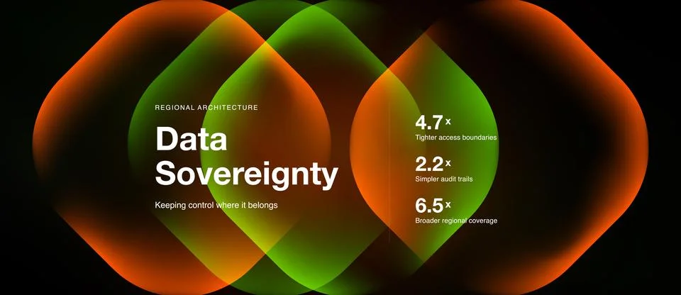 Abstract design featuring overlapping glowing shapes. Text highlights data Stock Illustration
