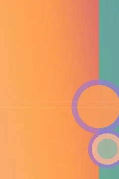 Abstract design featuring overlapping purple and pastel rings on a warm ora.. Stock Illustration