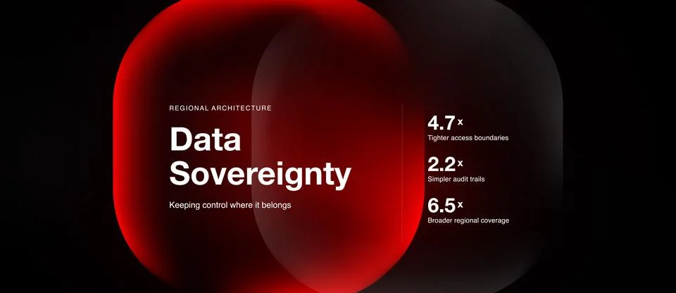 Abstract design featuring overlapping red shapes. Text highlights data Stockillustratie